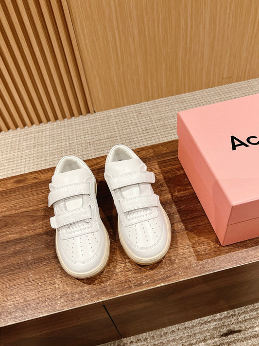 ACNE STUDIOS Boutique Smile-Face Velcro Sneakers, White Logo