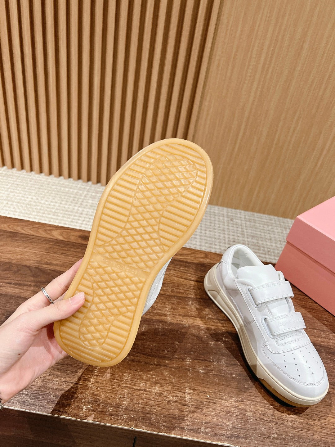 ACNE STUDIOS Boutique Smile-Face Velcro Sneakers, White Logo