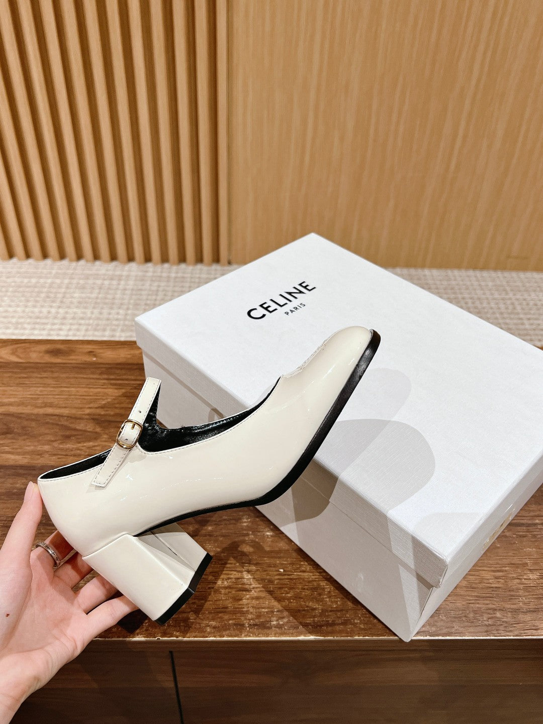 CELINE Block-Heeled Pumps, White