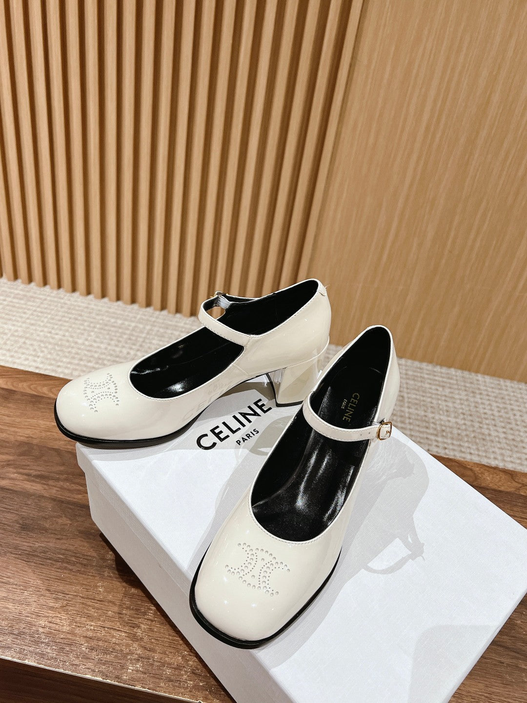 CELINE Block-Heeled Pumps, White