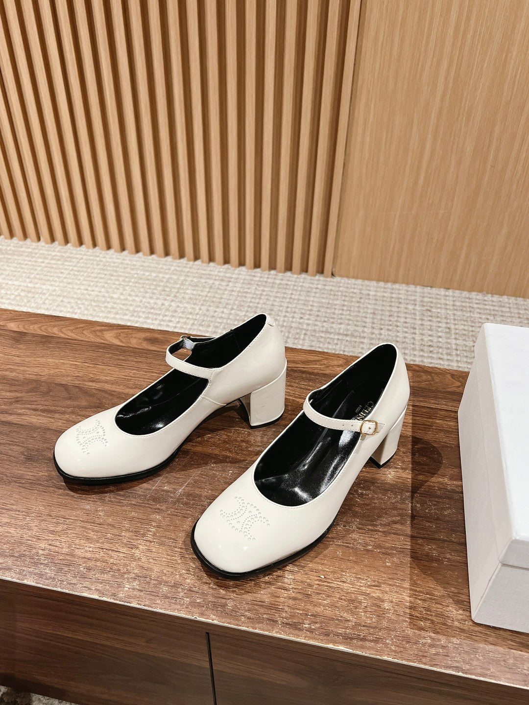 CELINE Block-Heeled Pumps, White