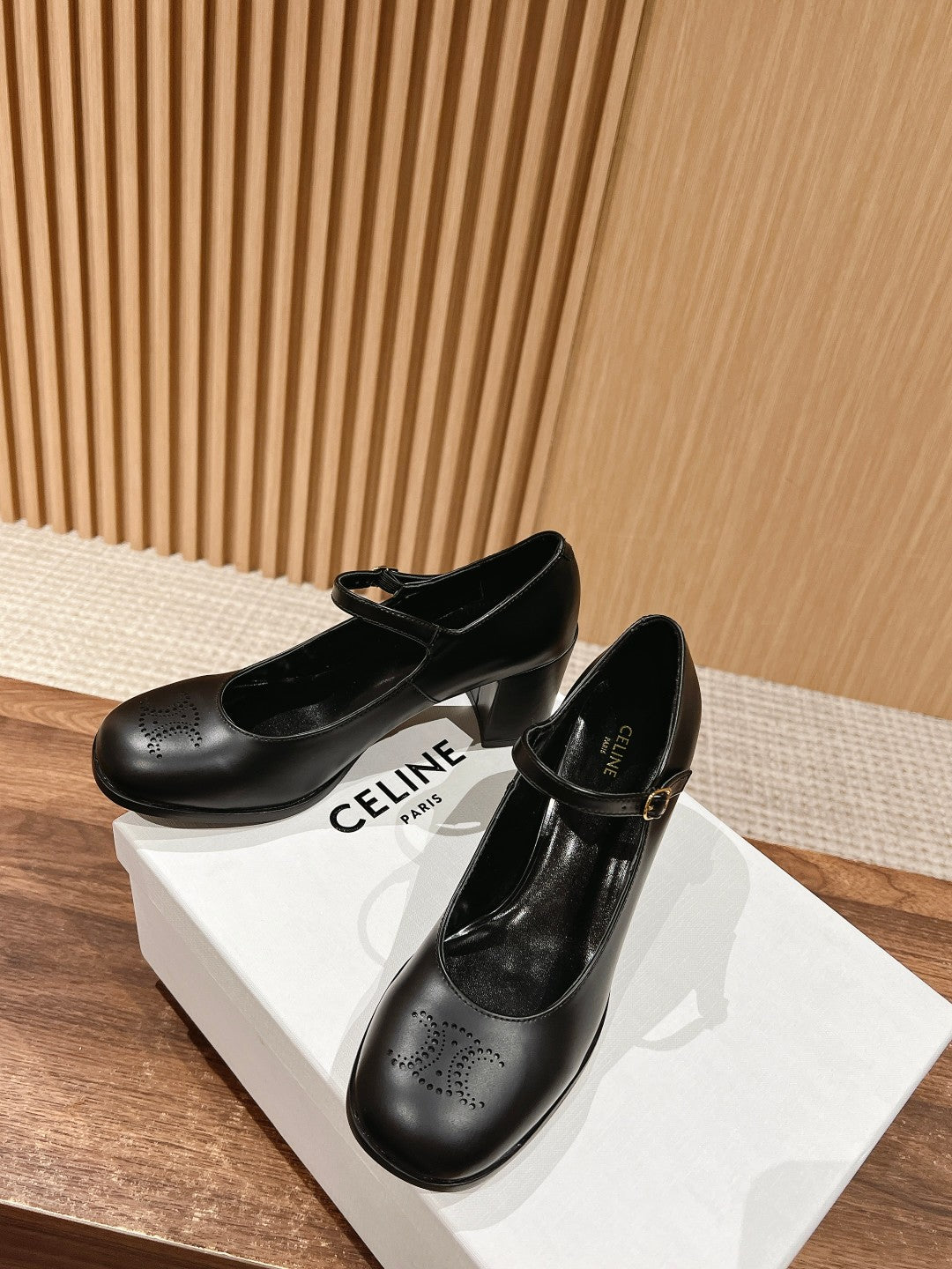CELINE Block-Heeled Pumps, Black New
