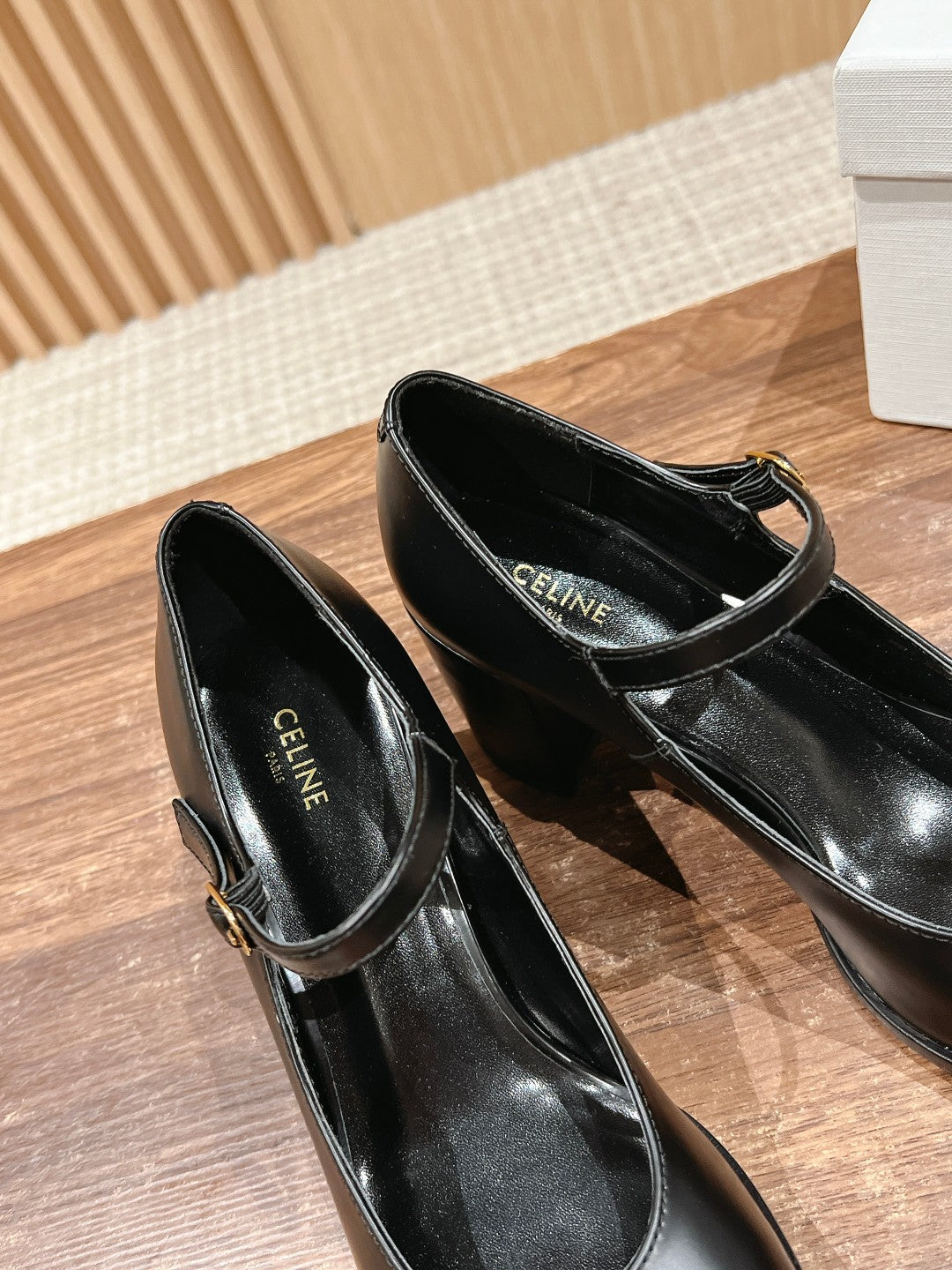 CELINE Block-Heeled Pumps, Black New
