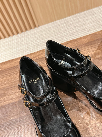CELINE Block-Heeled Pumps, Black