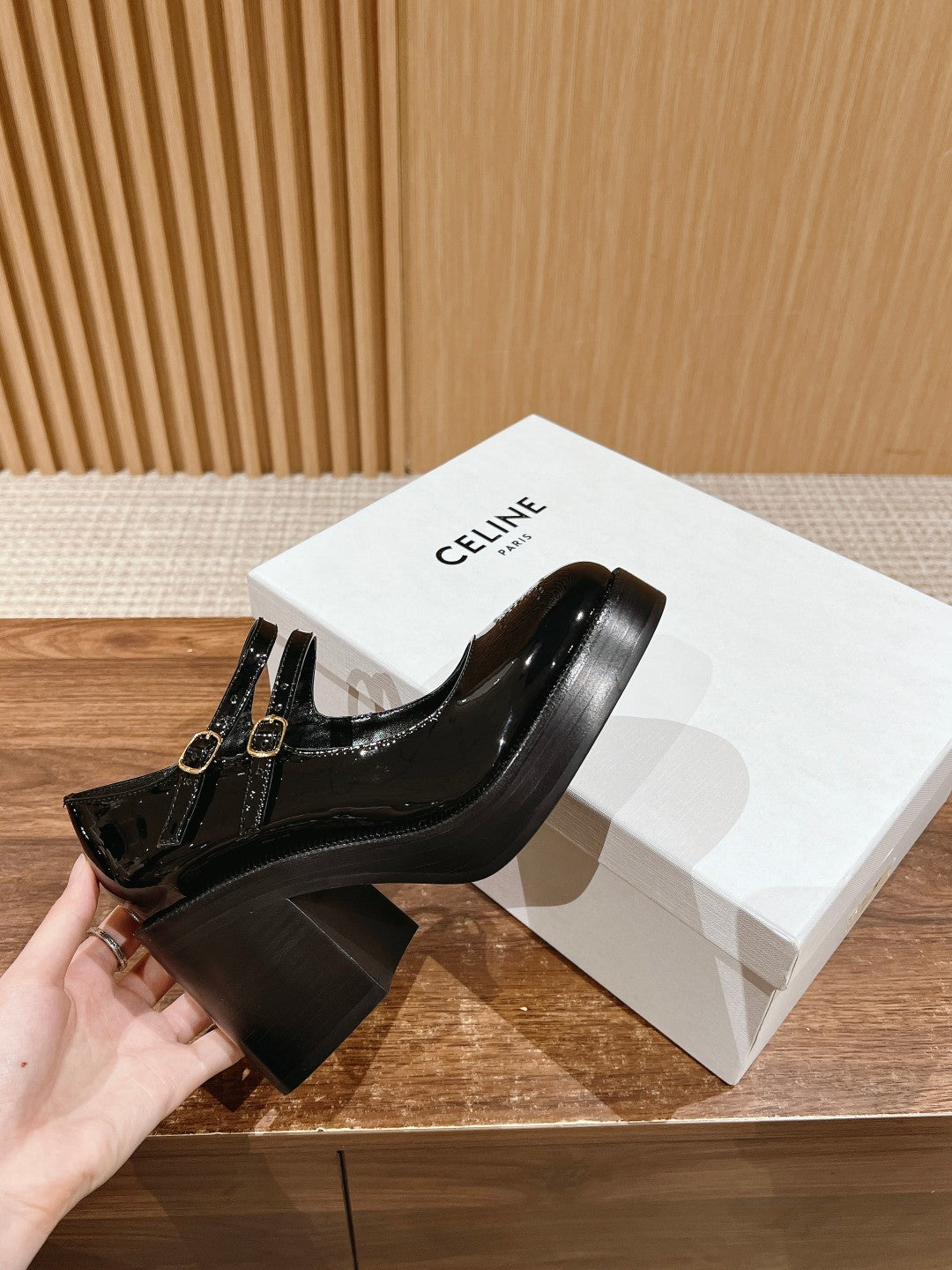 CELINE Block-Heeled Pumps, Black
