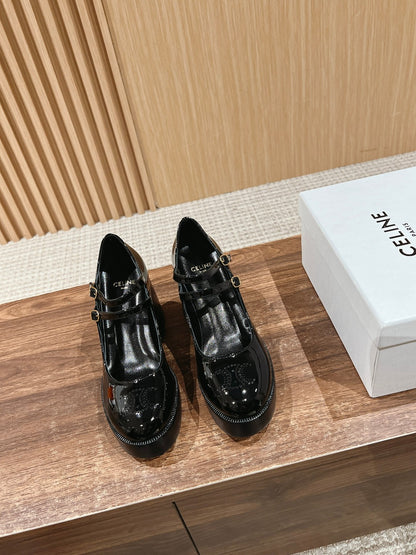 CELINE Block-Heeled Pumps, Black