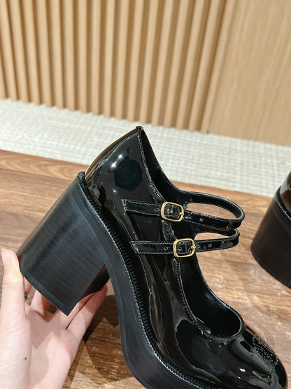 CELINE Block-Heeled Pumps, Black