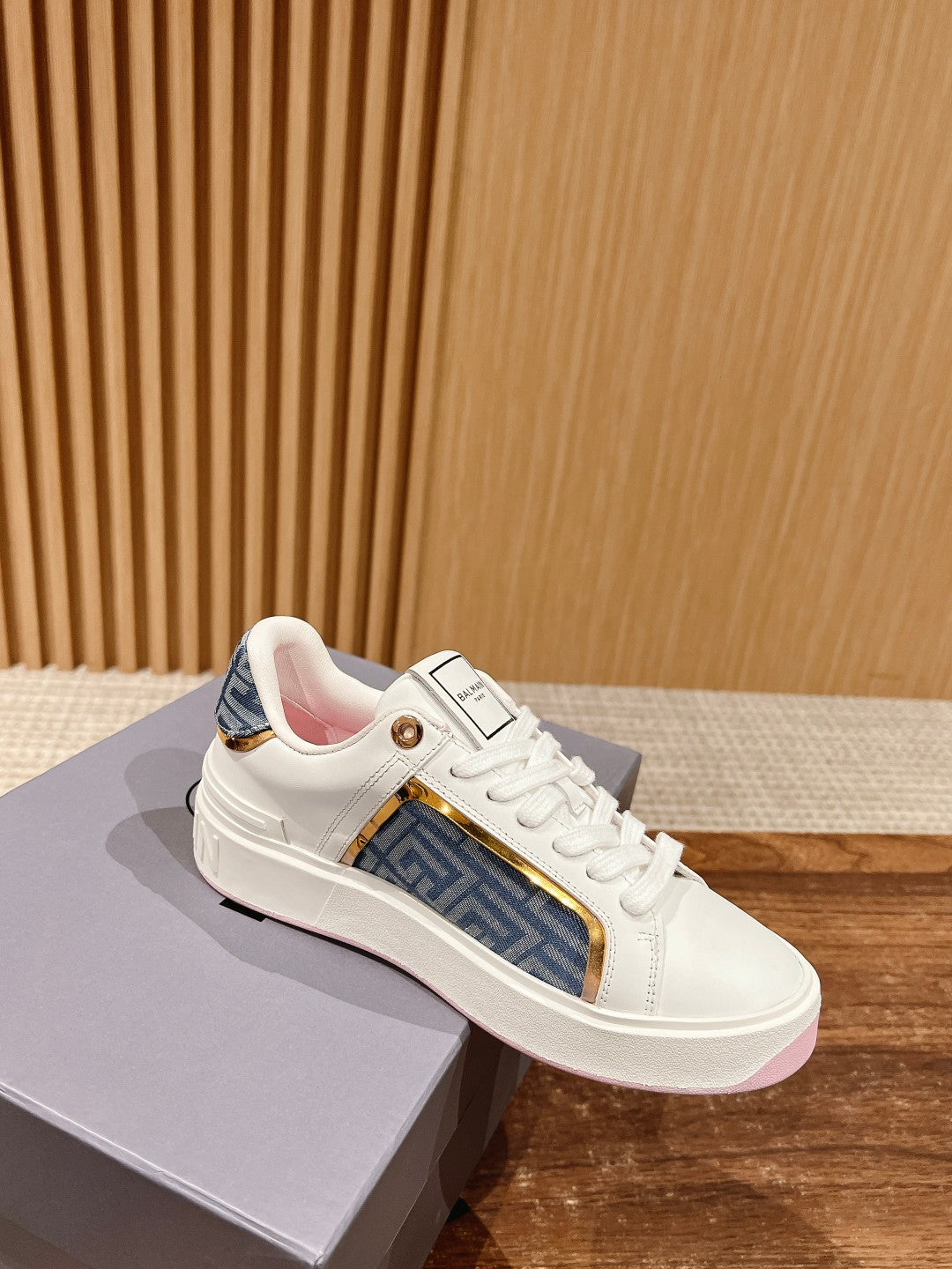 Balmain New Chunky-Sole Sneakers, Pink Sole