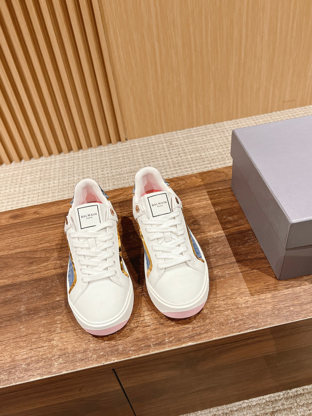 Balmain New Chunky-Sole Sneakers, Pink Sole