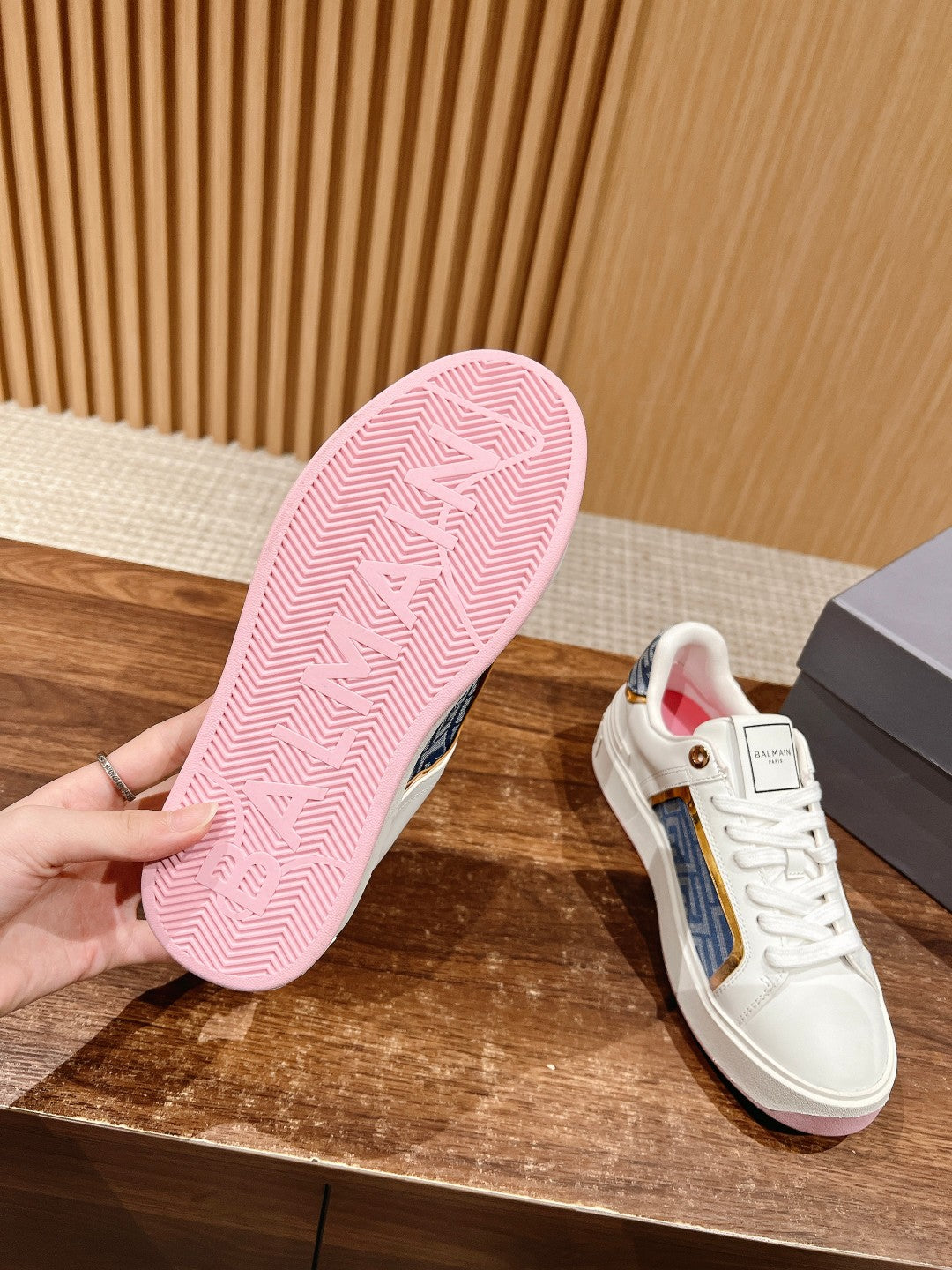Balmain New Chunky-Sole Sneakers, Pink Sole