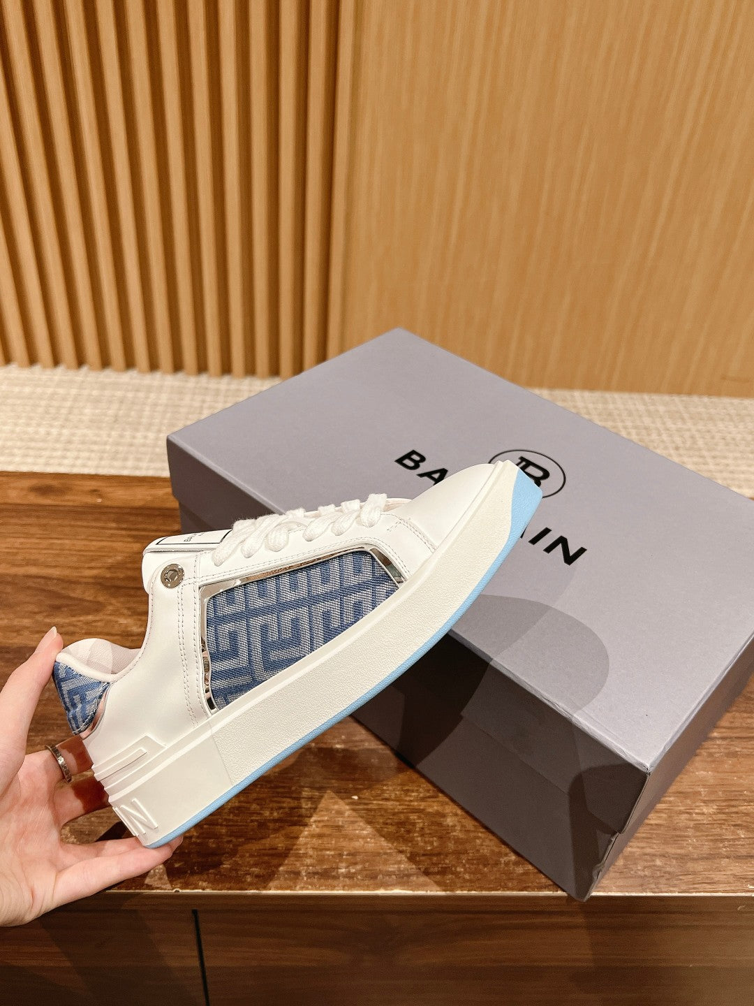 Balmain New Chunky-Sole Sneakers, Blue Sole