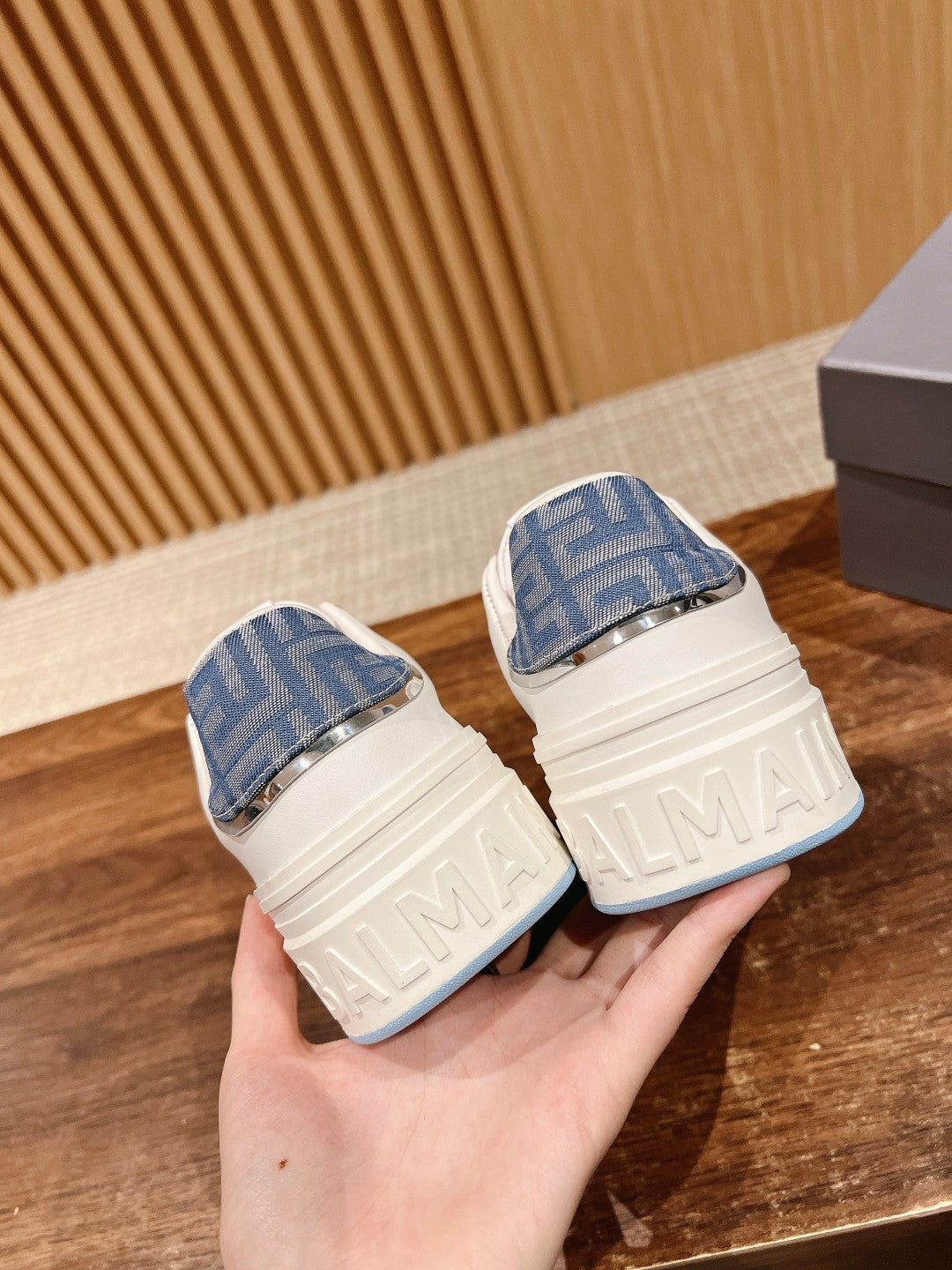 Balmain New Chunky-Sole Sneakers, Blue Sole