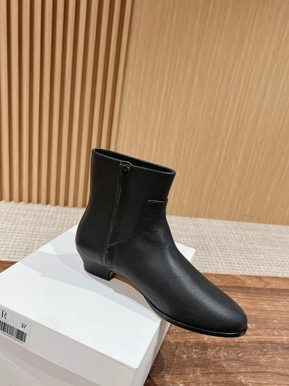 THE ROW New Round-Toe Side-Zip Ankle Boots, Black