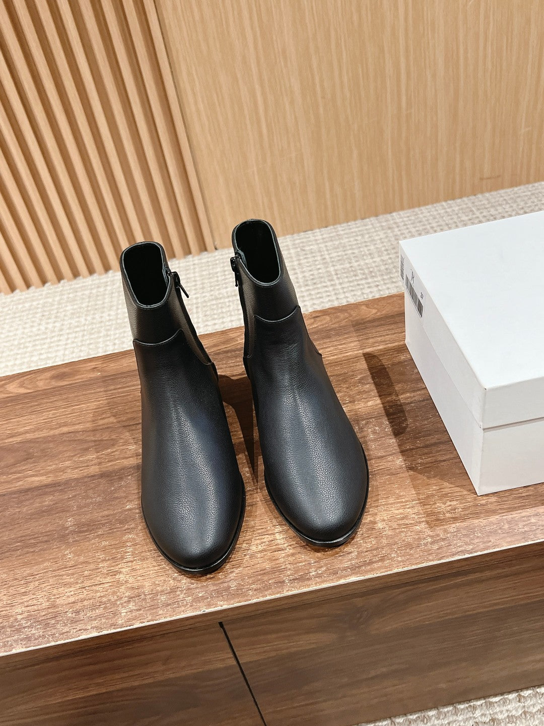 THE ROW New Round-Toe Side-Zip Ankle Boots, Black