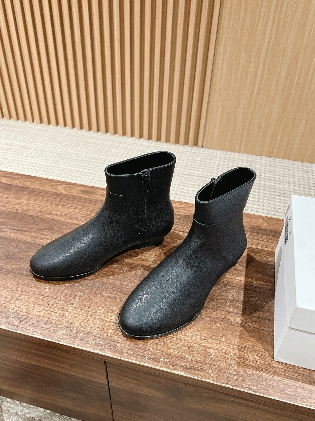 THE ROW New Round-Toe Side-Zip Ankle Boots, Black