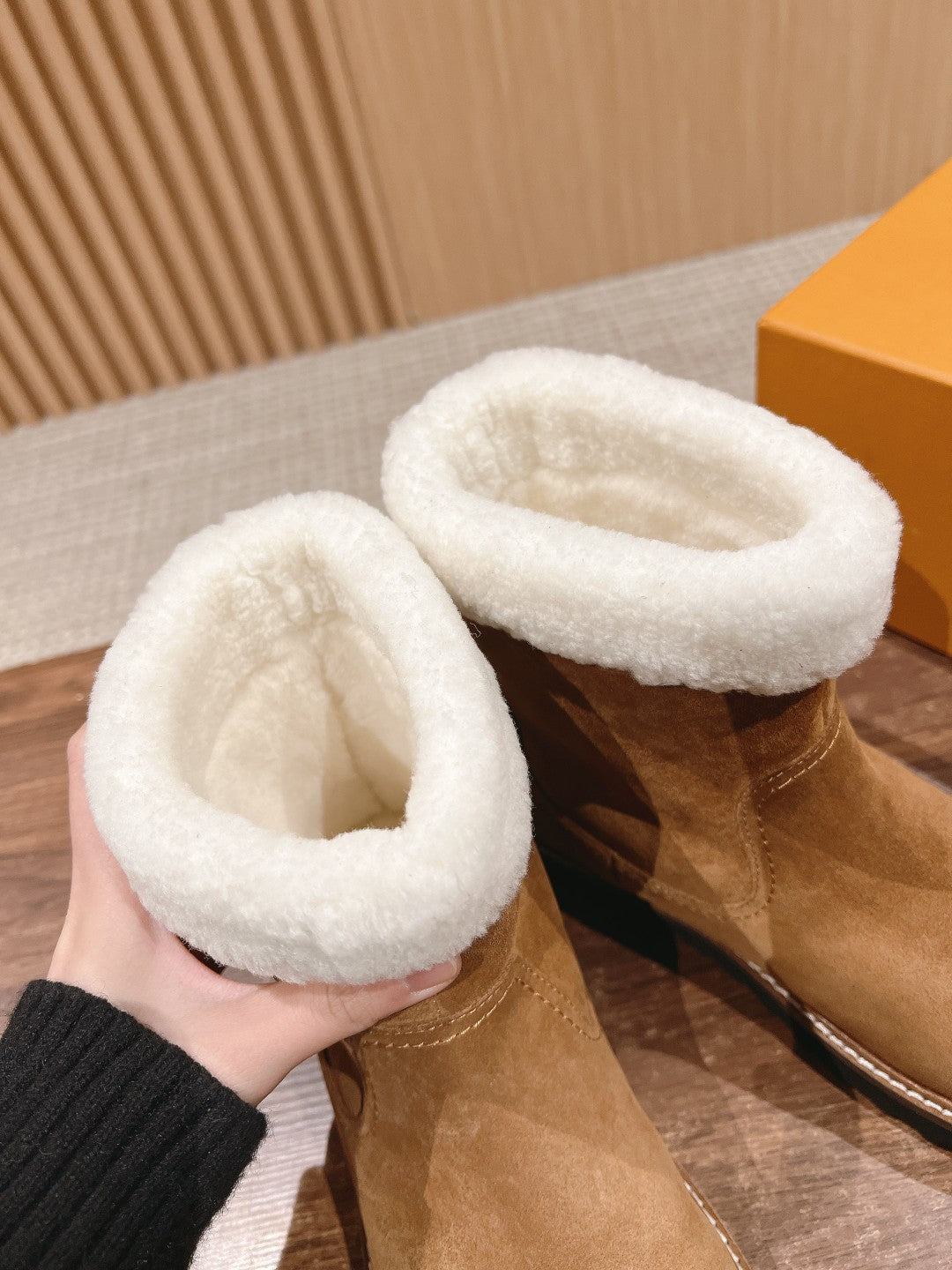 Louis Vuitton Shearling-Lined Snow Boots, Brown