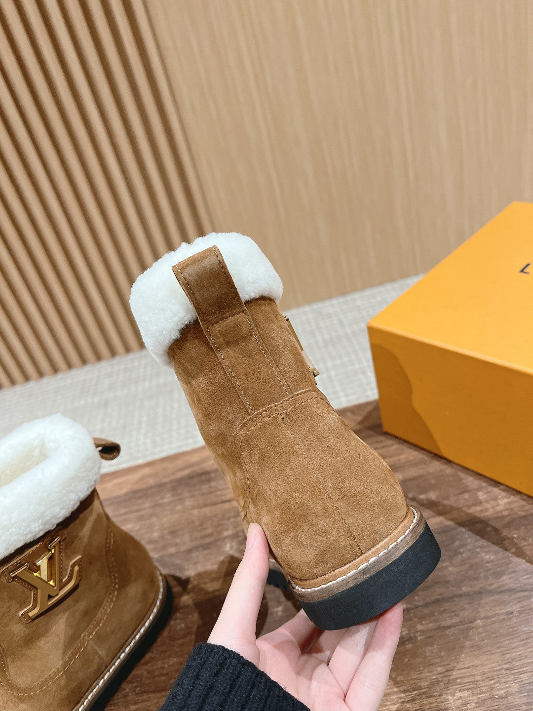 Louis Vuitton Shearling-Lined Snow Boots, Brown