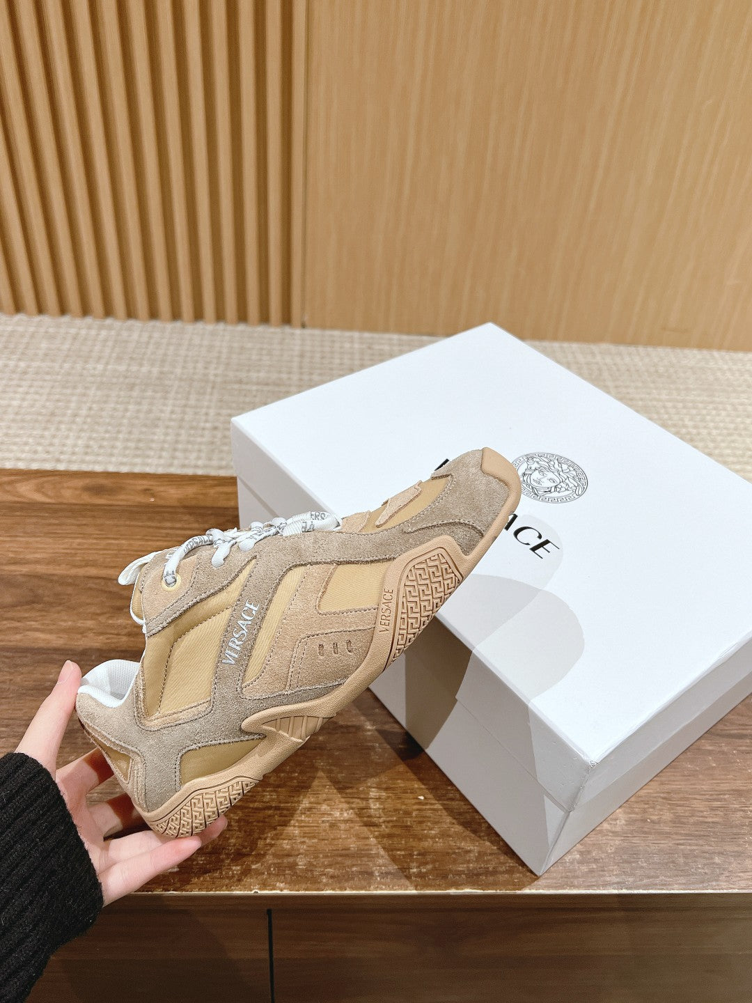 Versace Galaxia Trainer Sneakers, Beige