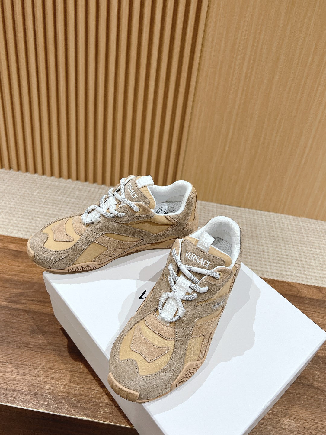 Versace Galaxia Trainer Sneakers, Beige