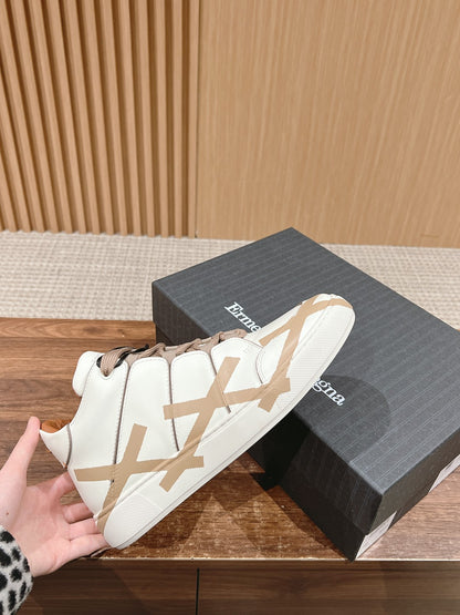 Ermenegildo Zegna TIZIANO XXX High-Top Lace-Up Sneakers, Beige Lace