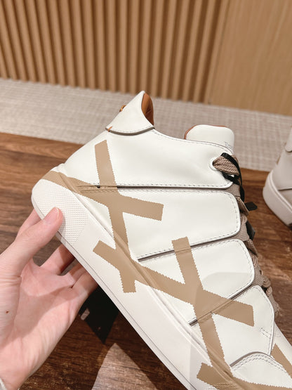 Ermenegildo Zegna TIZIANO XXX High-Top Lace-Up Sneakers, Beige Lace