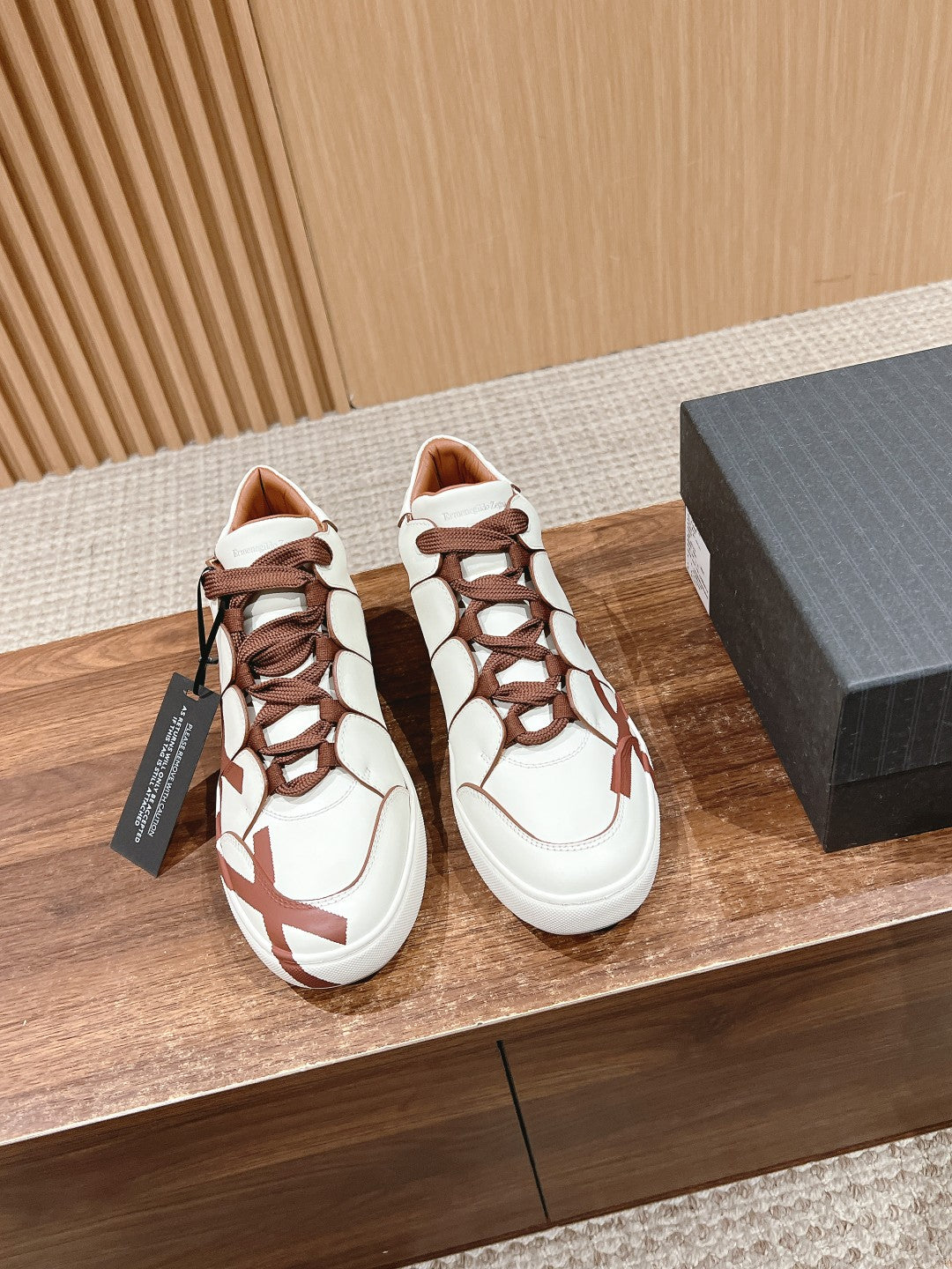 Ermenegildo Zegna TIZIANO XXX High-Top Lace-Up Sneakers, Brown Lace