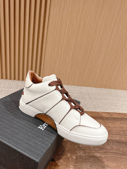Ermenegildo Zegna TIZIANO XXX High-Top Lace-Up Sneakers, Brown Lace