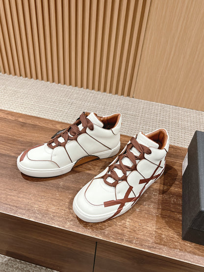 Ermenegildo Zegna TIZIANO XXX High-Top Lace-Up Sneakers, Brown Lace