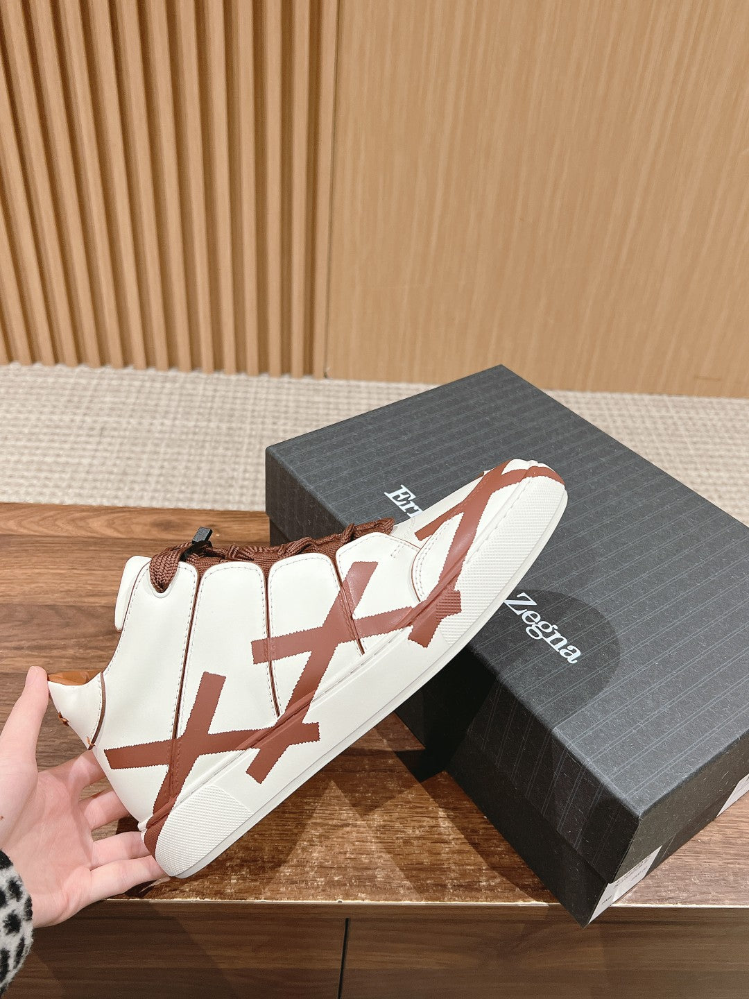 Ermenegildo Zegna TIZIANO XXX High-Top Lace-Up Sneakers, Brown Lace