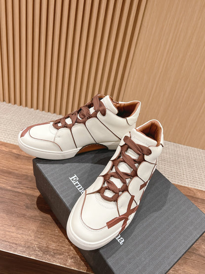Ermenegildo Zegna TIZIANO XXX High-Top Lace-Up Sneakers, Brown Lace