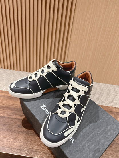 Ermenegildo Zegna TIZIANO XXX High-Top Lace-Up Sneakers, Black