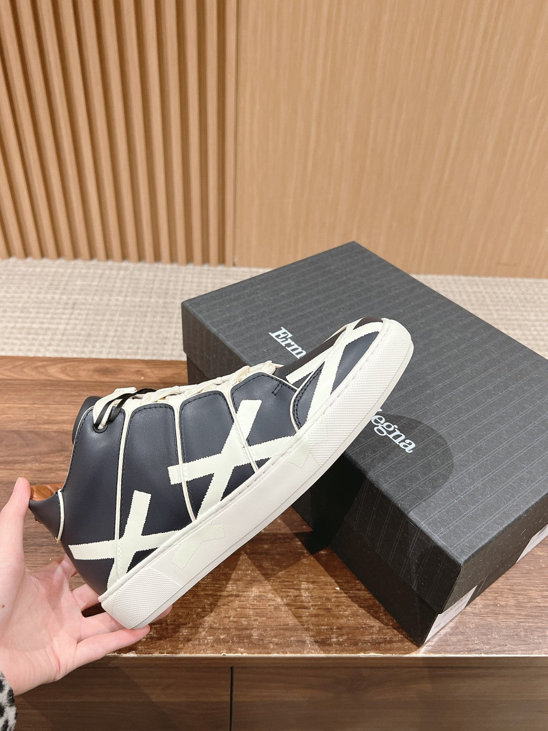 Ermenegildo Zegna TIZIANO XXX High-Top Lace-Up Sneakers, Black