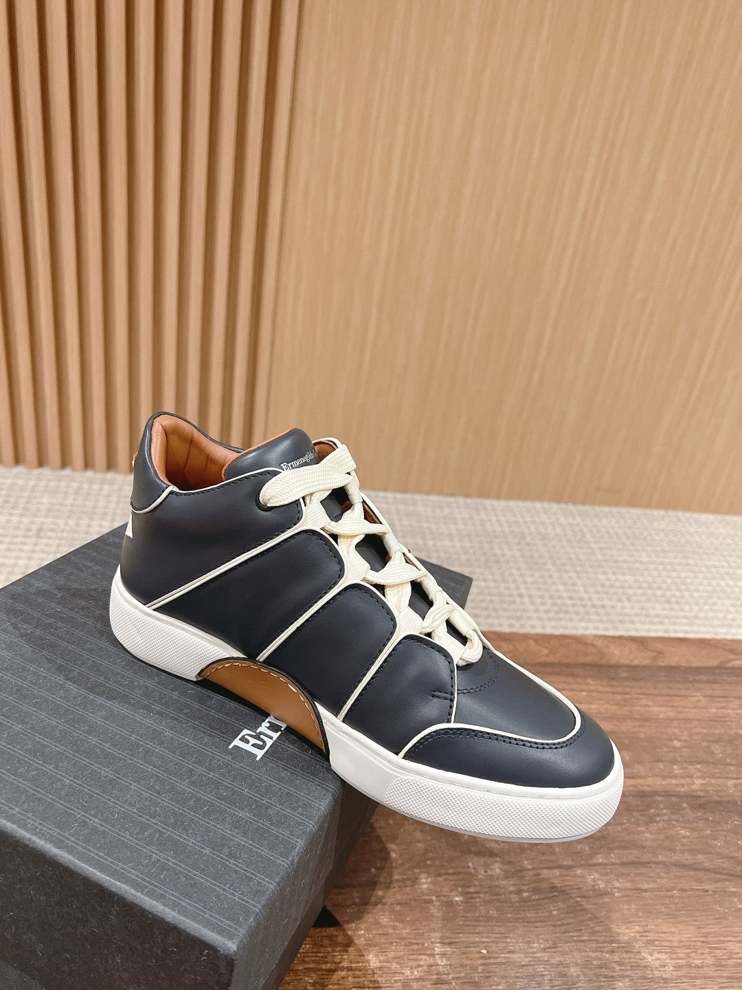 Ermenegildo Zegna TIZIANO XXX High-Top Lace-Up Sneakers, Black