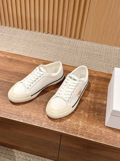 CELINE New Low-Top Triomphe Canvas Sneakers, White