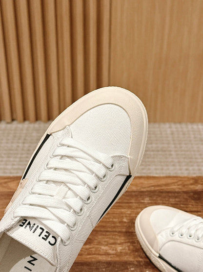 CELINE New Low-Top Triomphe Canvas Sneakers, White