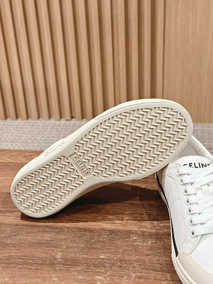 CELINE New Low-Top Triomphe Canvas Sneakers, White