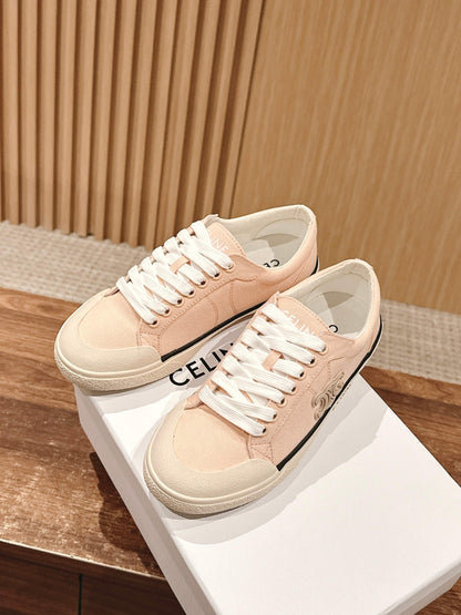 CELINE New Low-Top Triomphe Canvas Sneakers, Pink