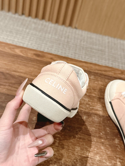 CELINE New Low-Top Triomphe Canvas Sneakers, Pink