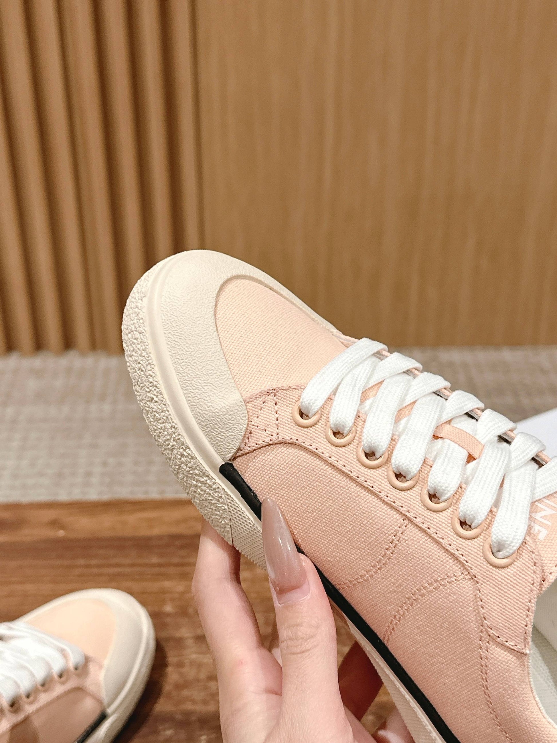CELINE New Low-Top Triomphe Canvas Sneakers, Pink