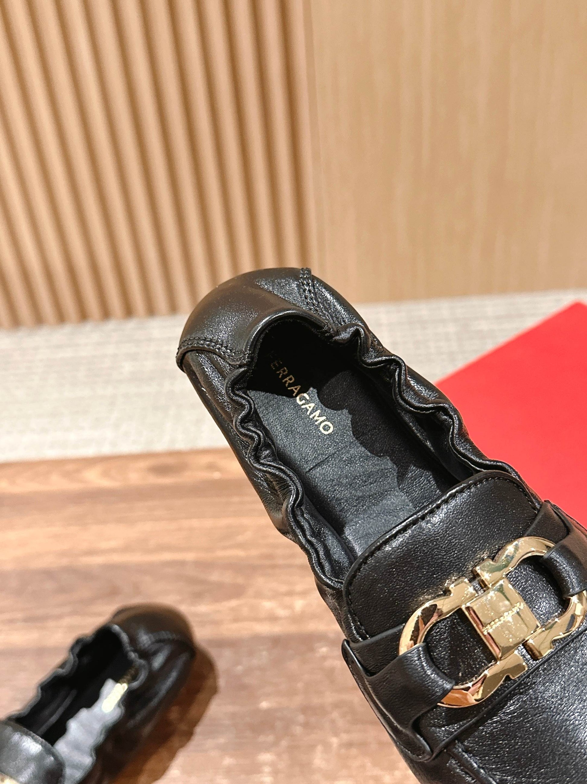 Ferragamo Horsebit Ballet Flats (egg-roll shoes), Black