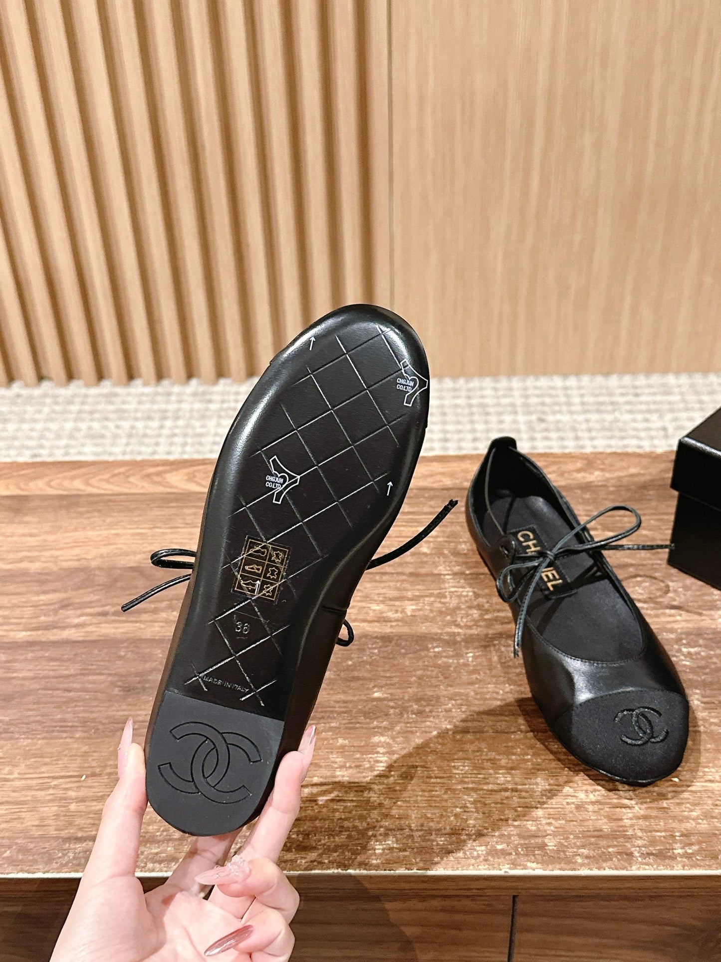 Chanel Mary Janes Flats, Black