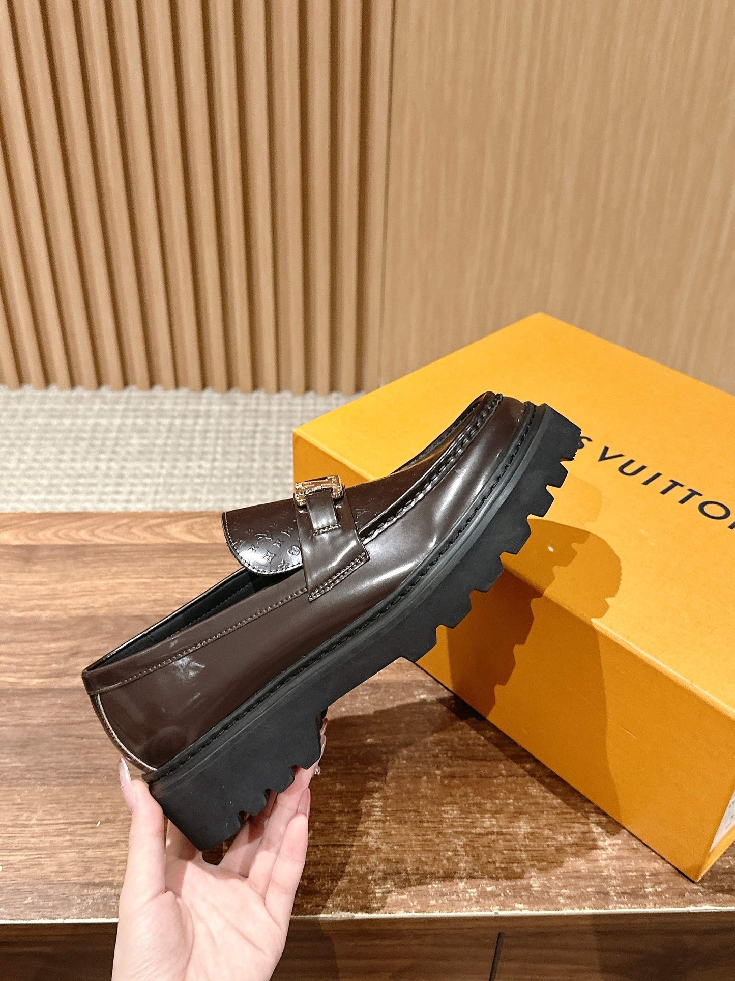 Louis Vuitton Thick-Sole Derby Mary-Jane Loafers, Brown