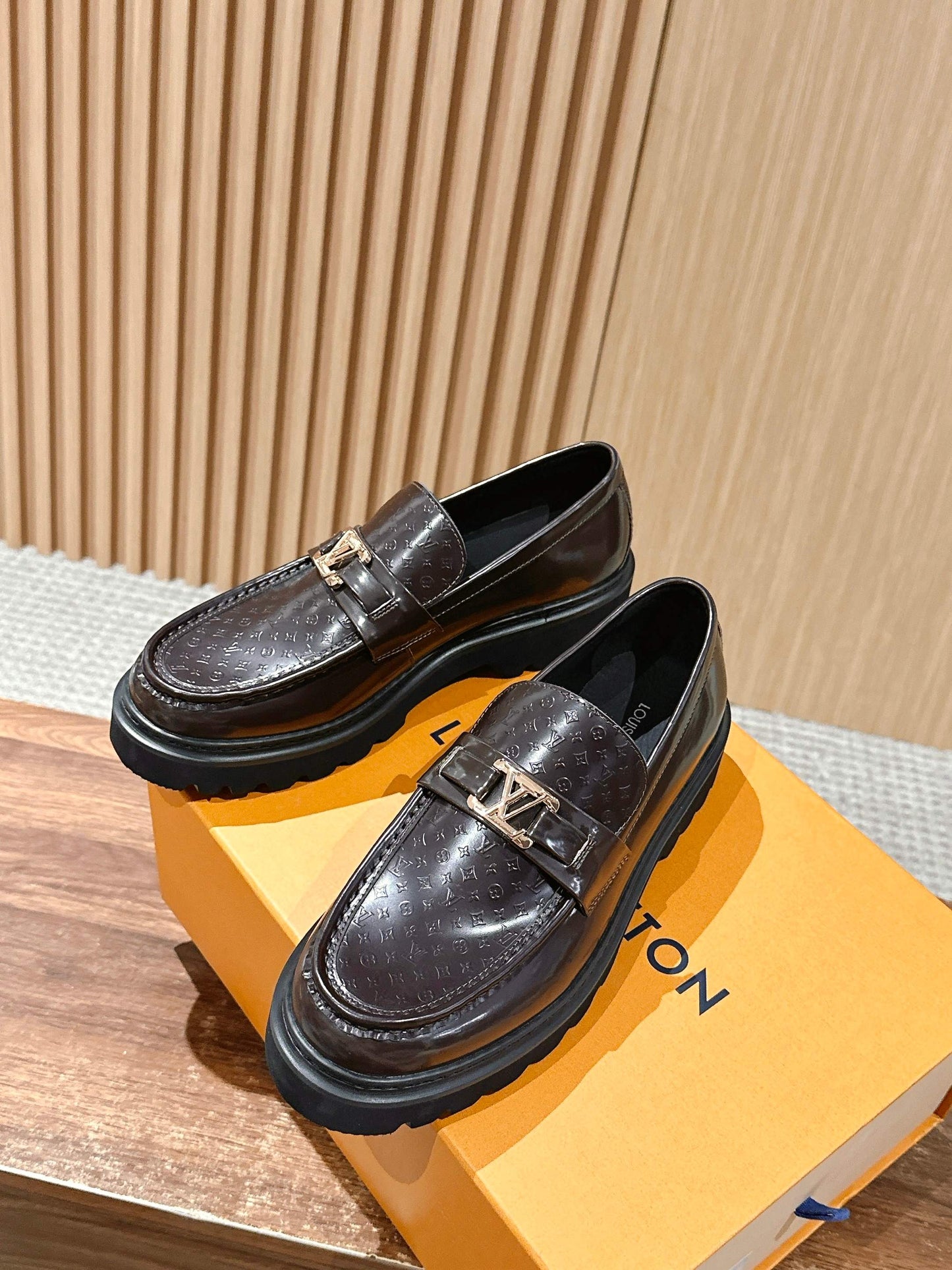 Louis Vuitton Thick-Sole Derby Mary-Jane Loafers, Brown