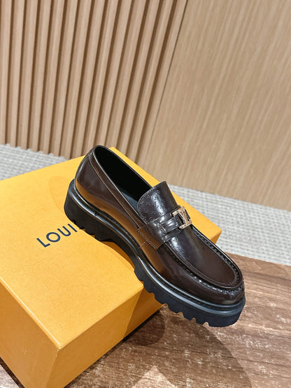 Louis Vuitton Thick-Sole Derby Mary-Jane Loafers, Brown