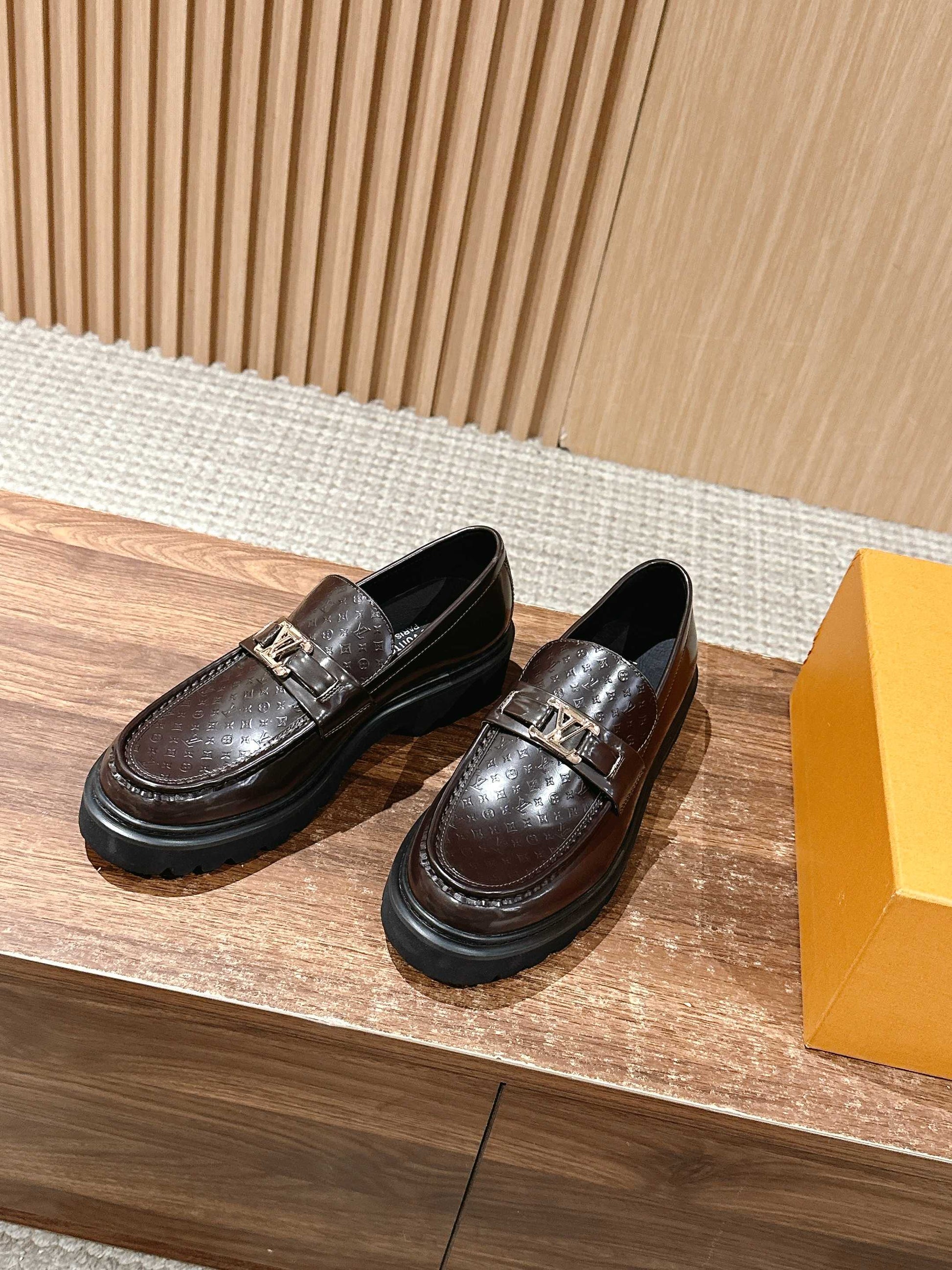 Louis Vuitton Thick-Sole Derby Mary-Jane Loafers, Brown