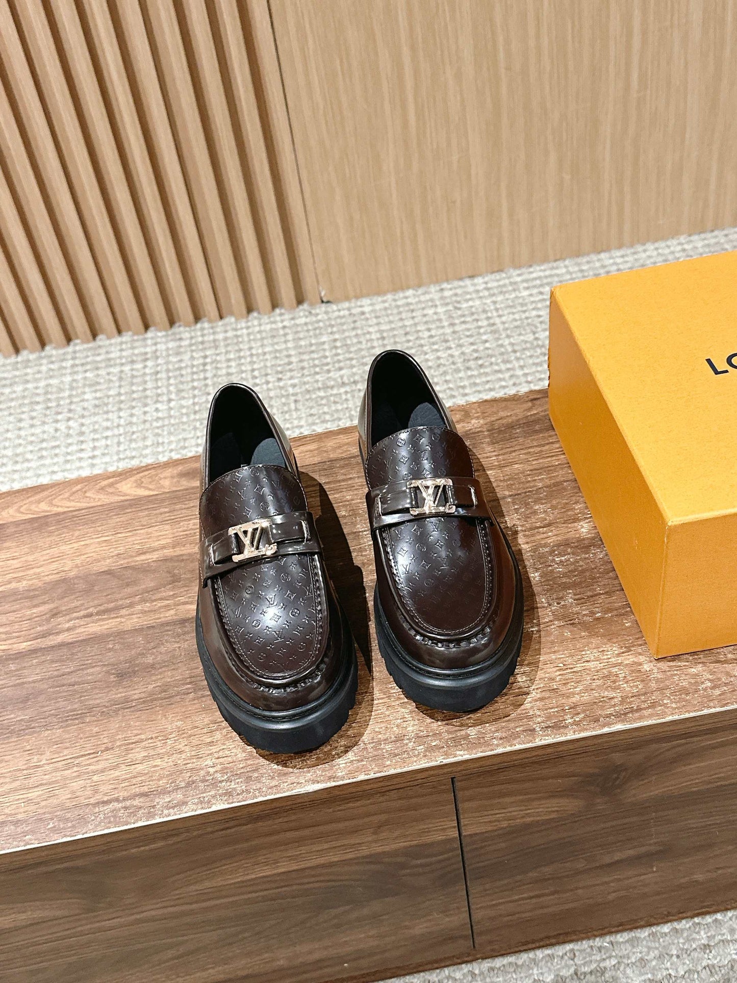 Louis Vuitton Thick-Sole Derby Mary-Jane Loafers, Brown