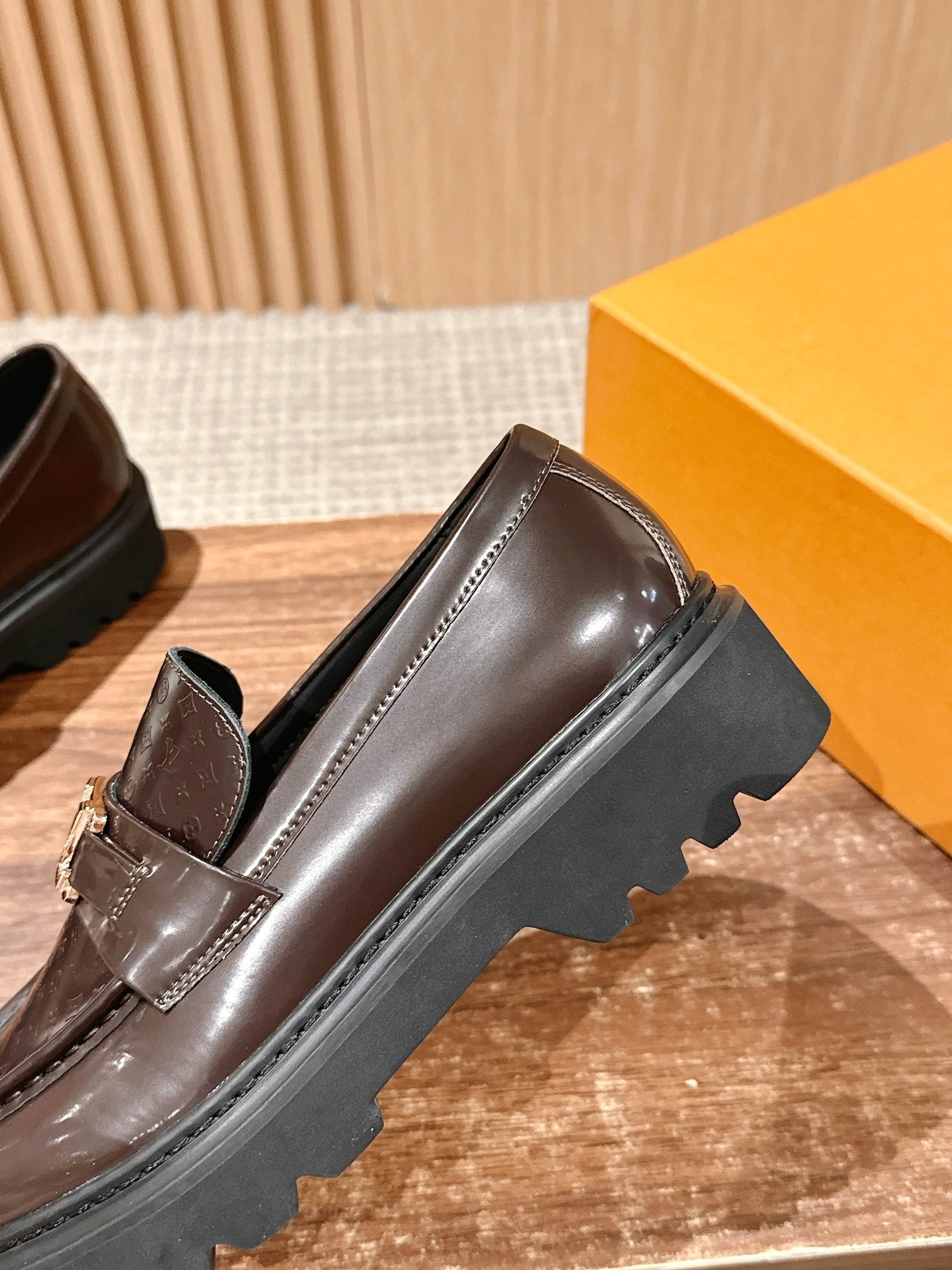 Louis Vuitton Thick-Sole Derby Mary-Jane Loafers, Brown