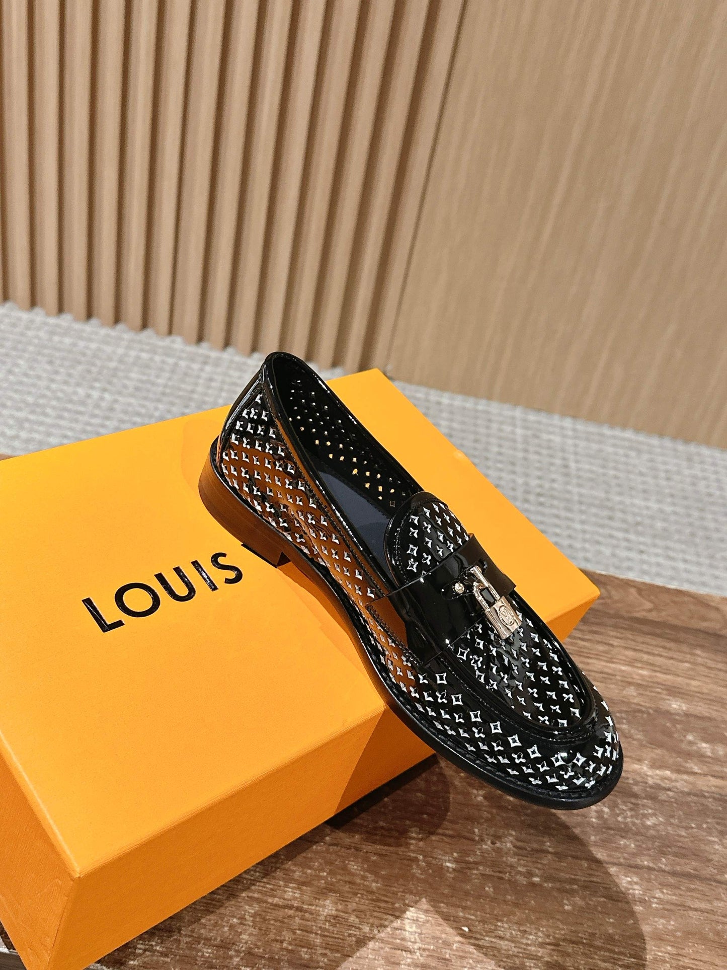Louis Vuitton New Lock-Strap Ballet Flats – Laser-Cut Perforated Loafers, Black