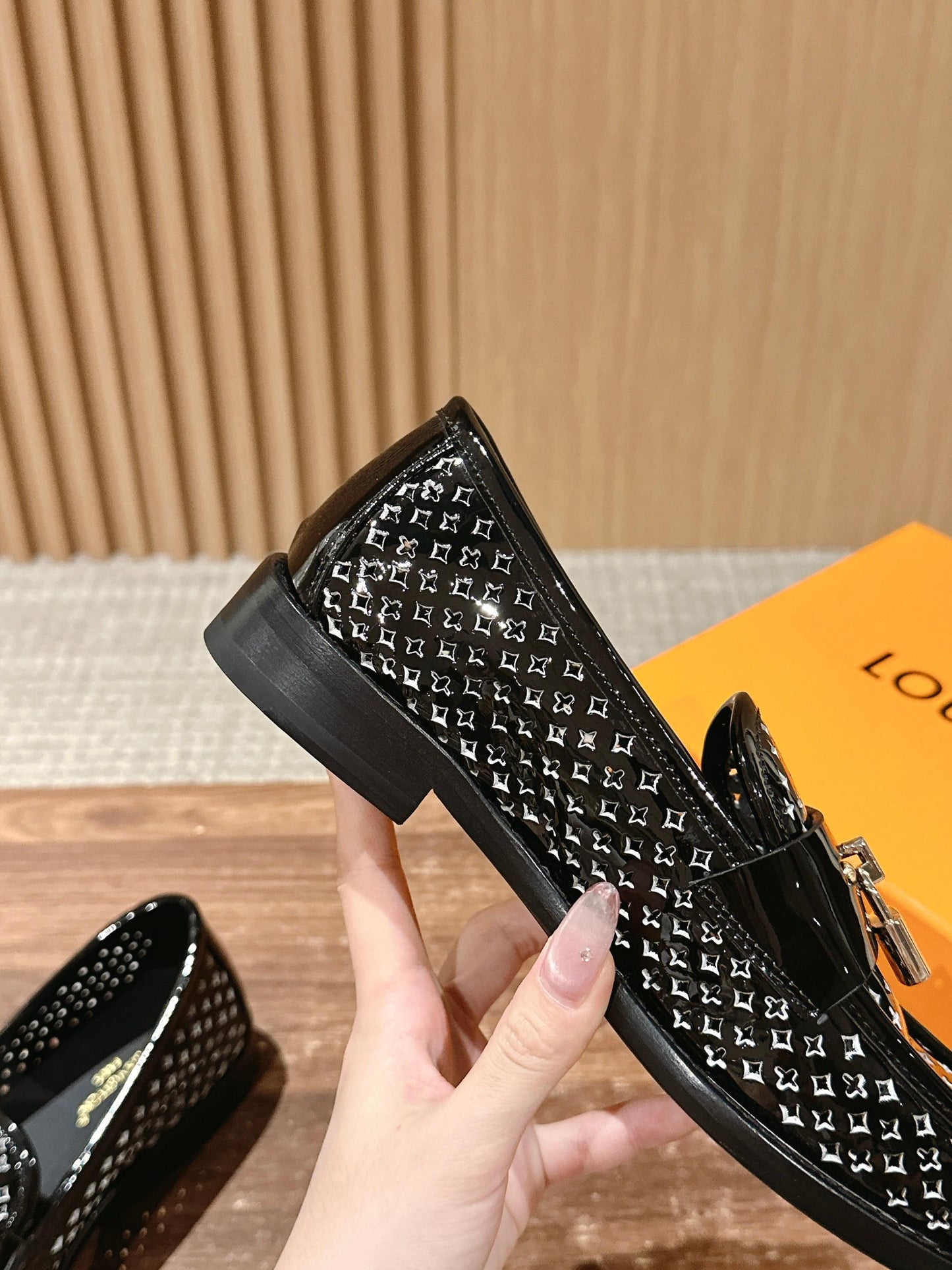 Louis Vuitton New Lock-Strap Ballet Flats – Laser-Cut Perforated Loafers, Black