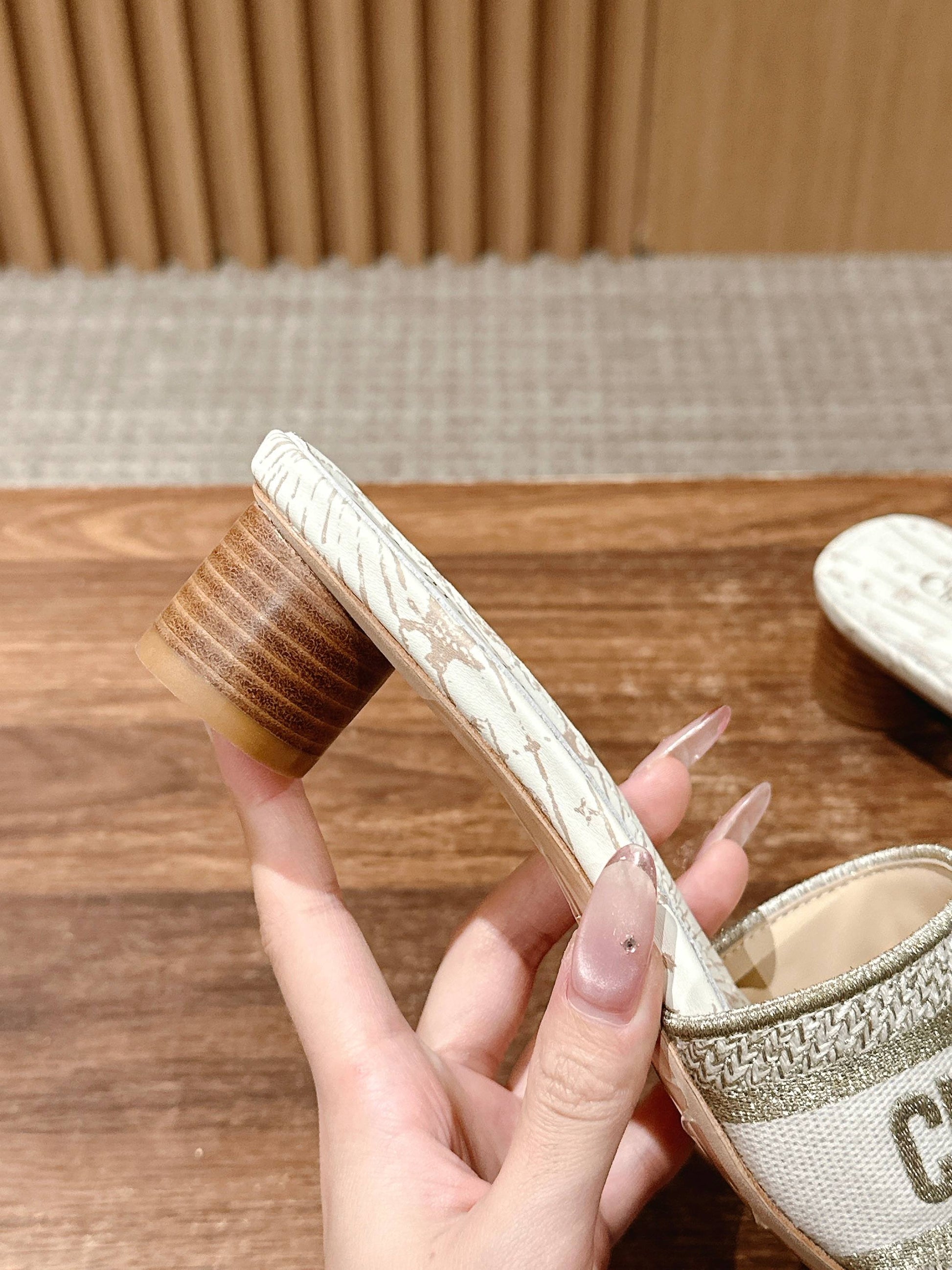 Dior Embroidered Slides, Square-Toe 06